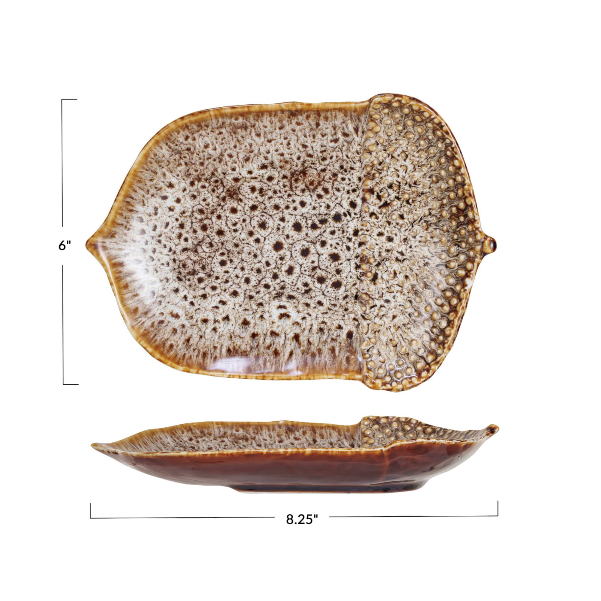 Hello Honey 8.25" Brown Reactive Glaze Stoneware Acorn Shaped Plate